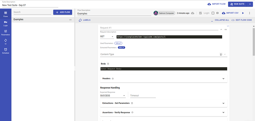 Advance options for adding tests