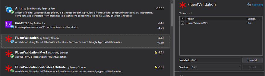 Fluent Validation Package
