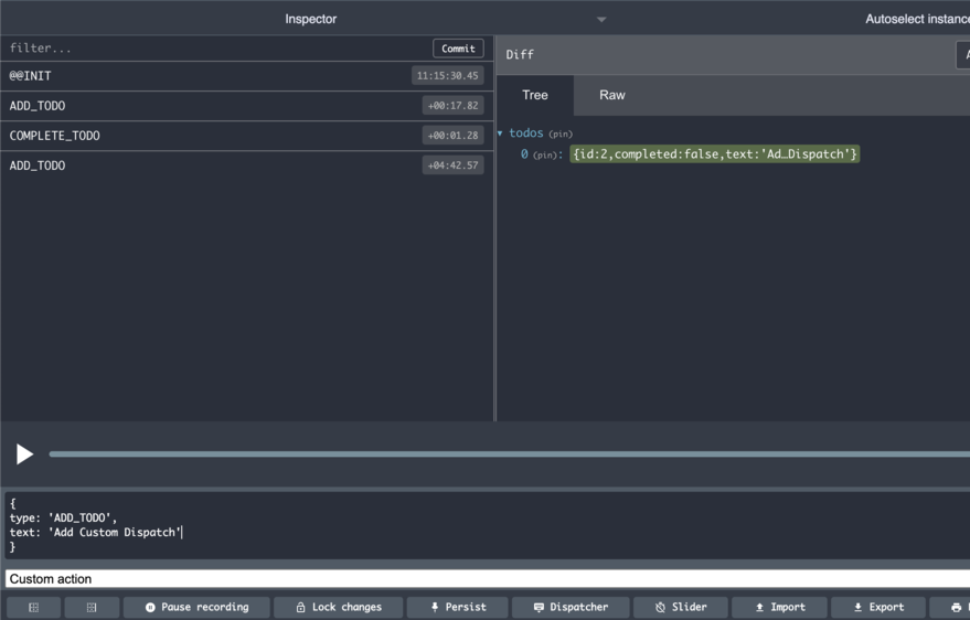 The result of dispatching ADD_TODO action