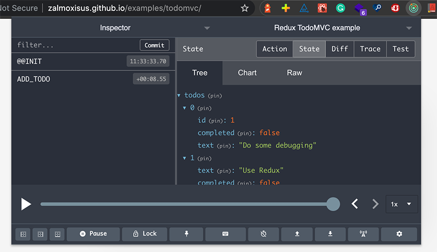 The state view after dispatching an ADD_TODO action