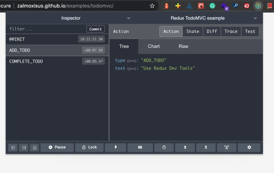 The action object of the ADD_TODO action