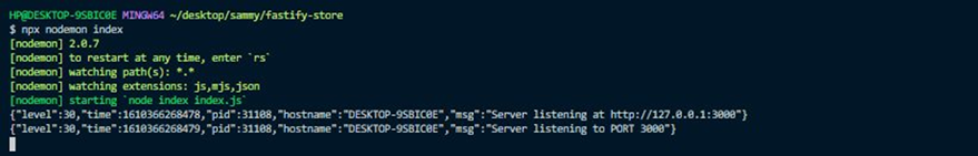 Start fastify server with nodemon Start fastify server with nodemon