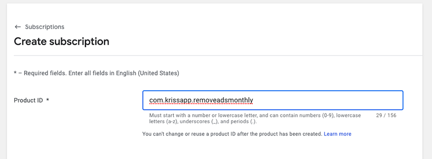 Add id to subscription product