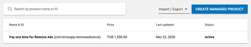 in-app product on playstore