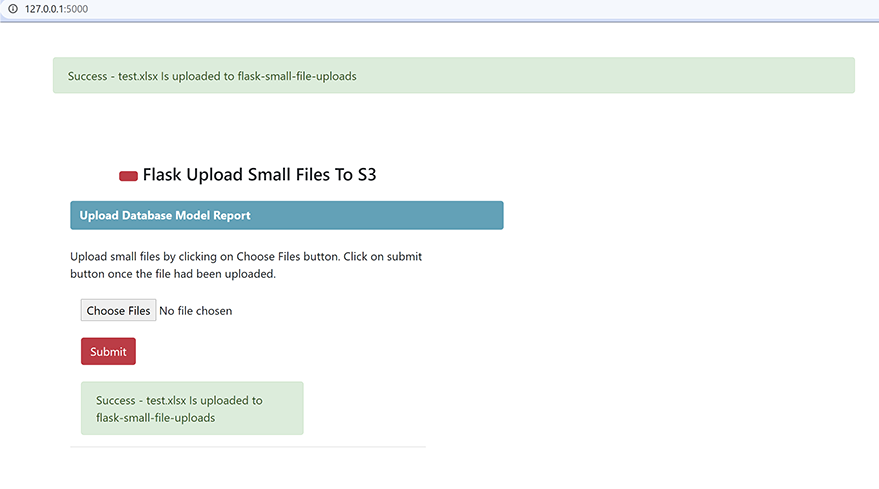 Flask Application Successful File Uploads