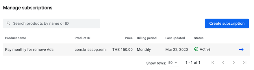Successfully add new in-app subscription playstore