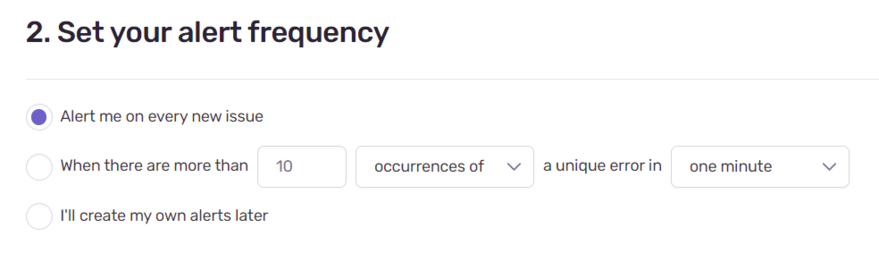 Nest.js, Sentry. Set your alert frequency Nest.js, Sentry. Set your alert frequency