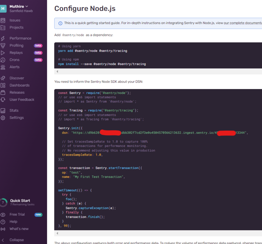 Nest.js, Sentry. Add to your Node.js project to integrate sentry into your application Nest.js, Sentry. Add to your Node.js project to integrate sentry into your application
