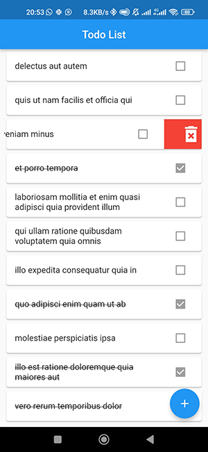 Delete Todo Item. Application screen
