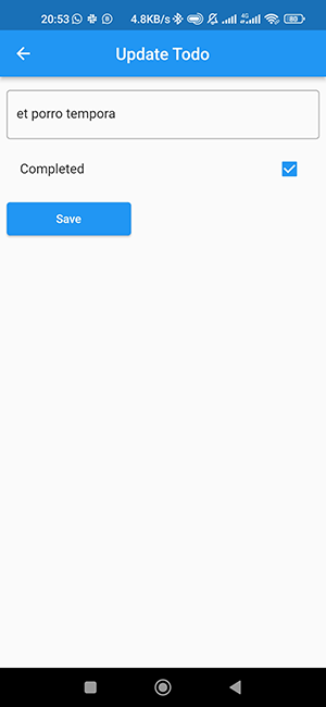 Update Todo Item. Application screen