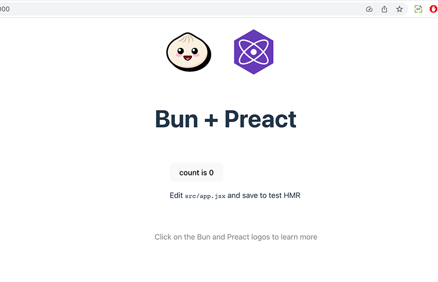 Preact application at localhost:3000