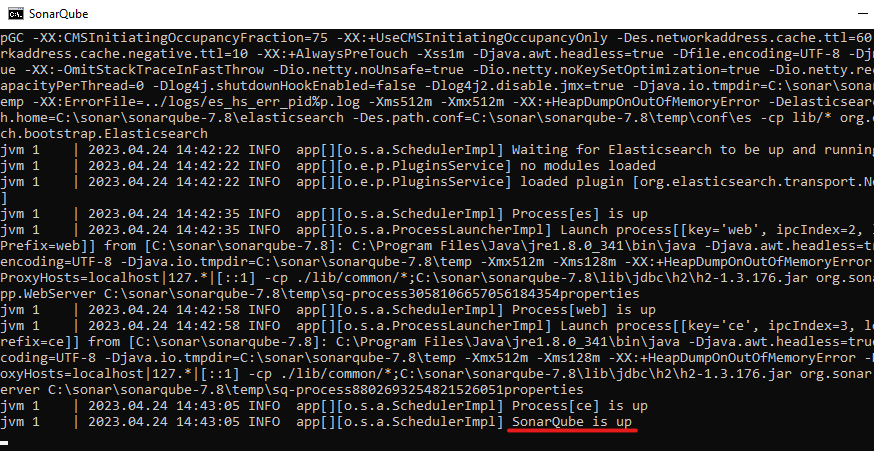 Starting the SonarQube server