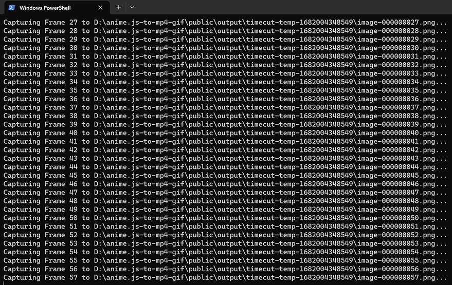 Frame by frame conversion in real-time in the terminal of your project.