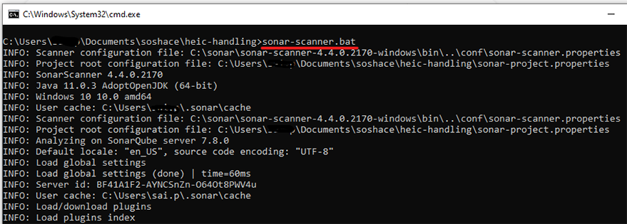  Staring the scan on the project