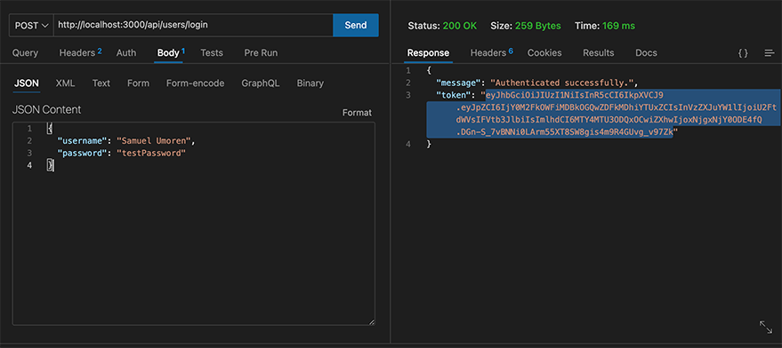 Login user endpoint