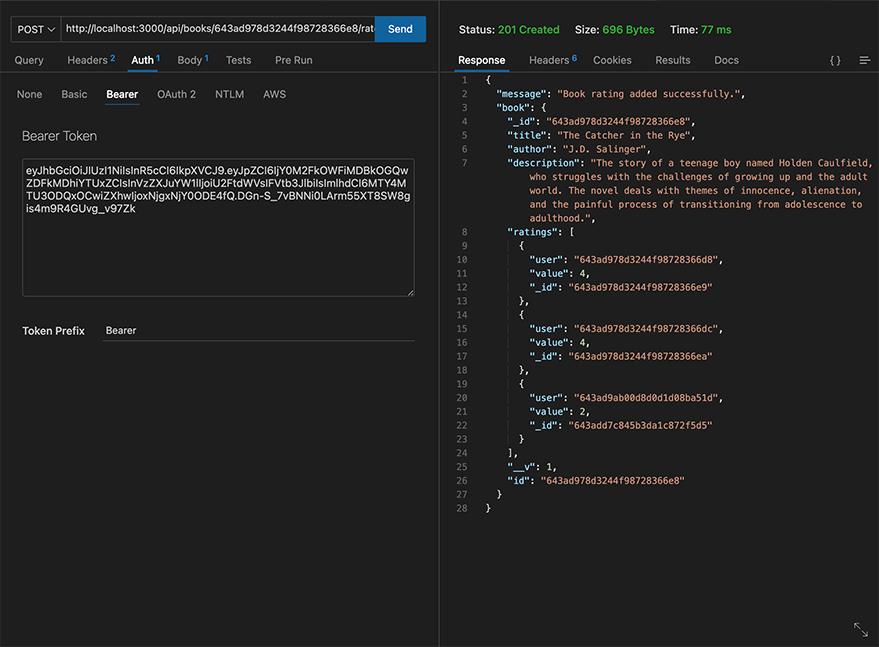 Testing the Rate book endpoint