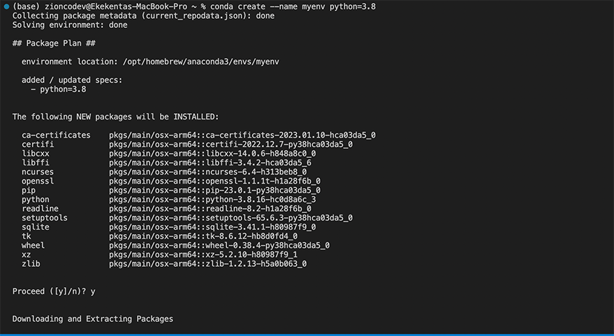 conda create --name myenv python=3.8