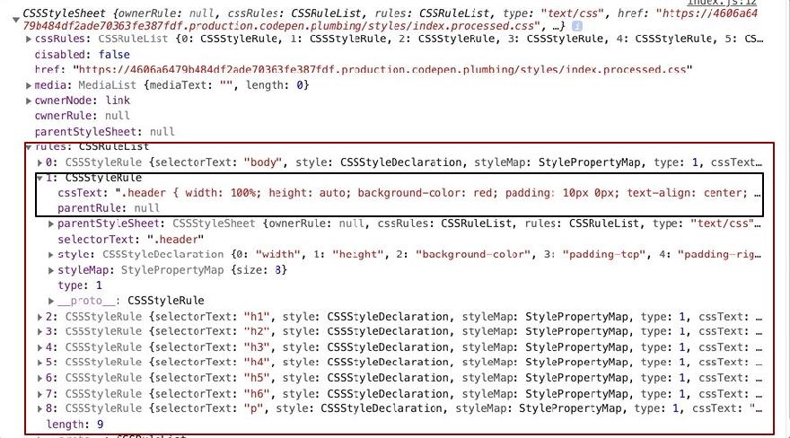 output CSSRule