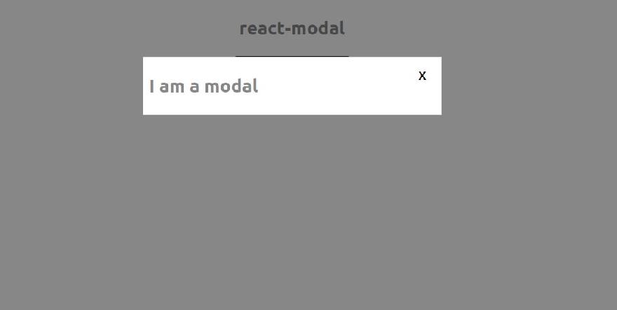 Preview of the example application using the Modal component when the show button is clicked
