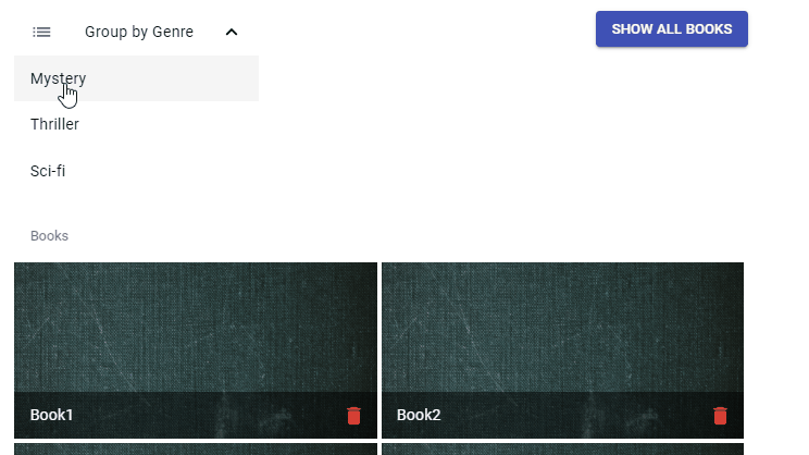 GIF displaying the group-by-genre feature