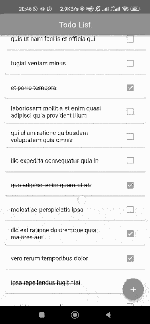 Todo list application, animated
