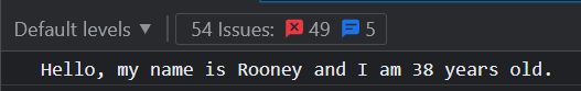 Console: Hello, my name is Rooney and I am 38 years old. Console: Hello, my name is Rooney and I am 38 years old.