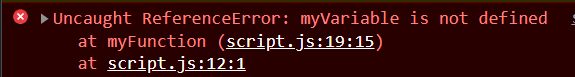 Uncaught ReferenceError: myVariable is not defined Uncaught ReferenceError: myVariable is not defined