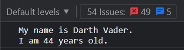Console: My name is Darth Vader Console: My name is Darth Vader