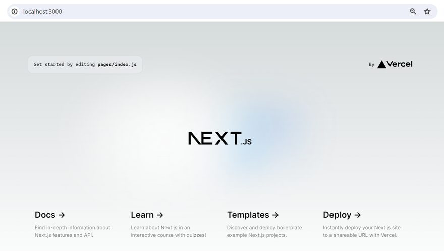 Preview your next.js project in the browser at http://localhost:3000